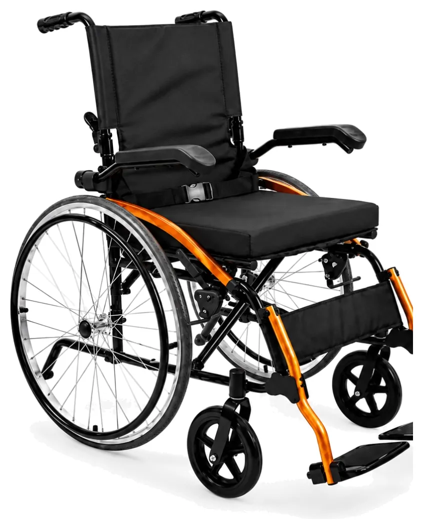 Cadeira de rodas D600 POP com estrutura laranja e preta